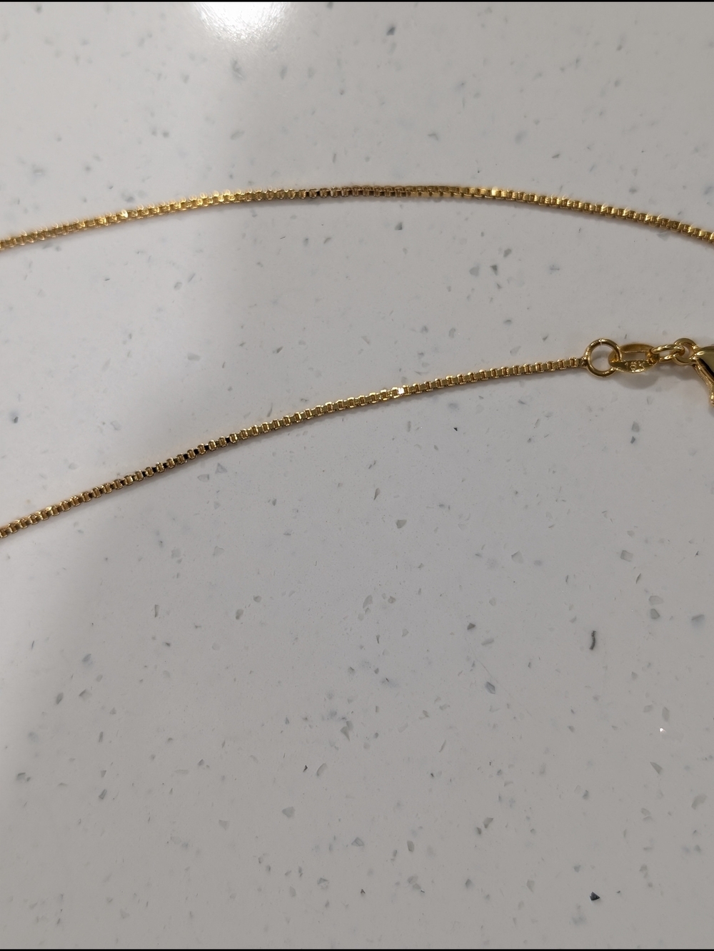 Real 18K Gold Plated Over 925 Sterling Silver Gold Box Chain Necklace - Picture 5 of 5